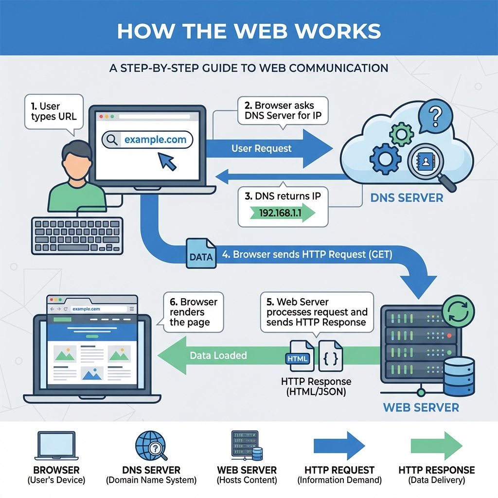 HTTP and DNS Process Diagram
